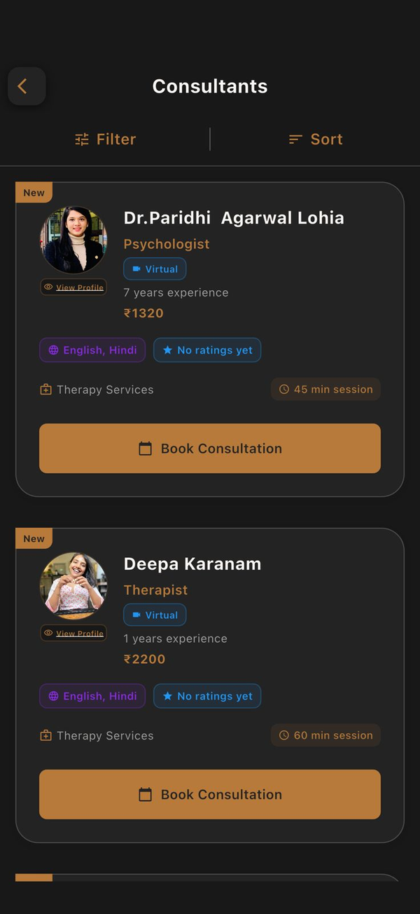 Browse and choose from verified therapists